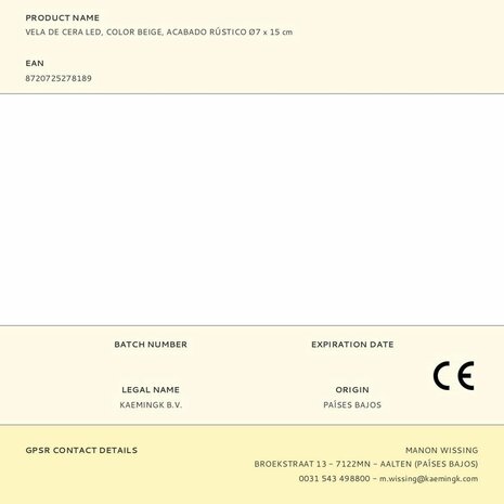 LED kaars Lumineo Beige Crème Ø 7 x 15 cm (AAA) 4