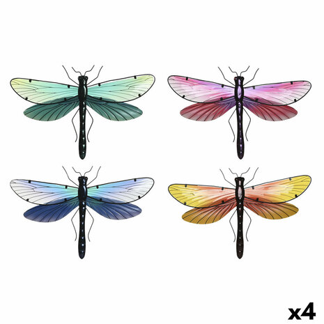 Wanddecoratie Home ESPRIT Geel Blauw Groen Lila Shabby Chic Libel 46 x 1 x 31 cm (4 Stuks) 1