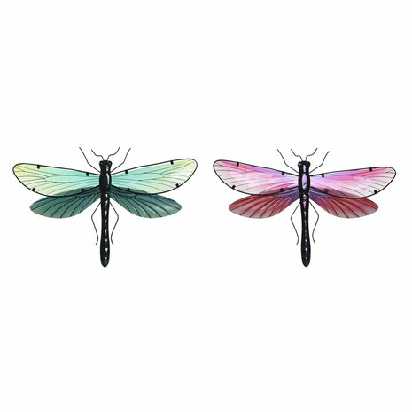 Wanddecoratie Home ESPRIT Geel Blauw Groen Lila Shabby Chic Libel 46 x 1 x 31 cm (4 Stuks) 4