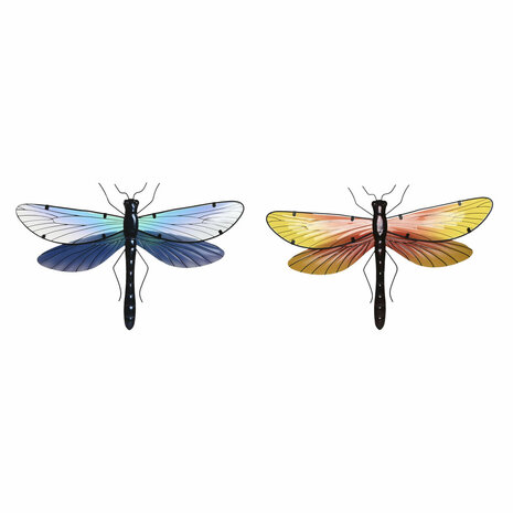 Wanddecoratie Home ESPRIT Geel Blauw Groen Lila Shabby Chic Libel 46 x 1 x 31 cm (4 Stuks) 5