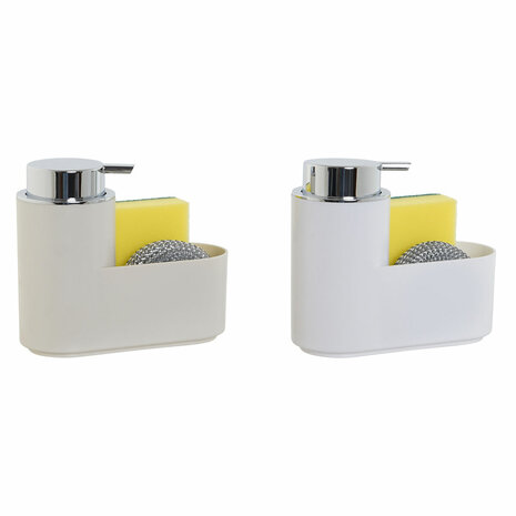 Zeepdispenser Home ESPRIT Wit Beige polyestyreen ABS 17 x 7,5 x 15 cm (2 Stuks) 4
