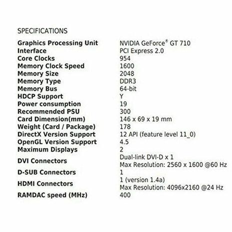 Videokaart MSI NVIDIA GeForce GT 710 GDDR3 7