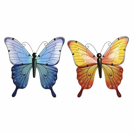 Wanddecoratie Home ESPRIT Geel Blauw Groen Lila Vlinder Shabby Chic 46 x 1,5 x 46 cm (4 Stuks) 4