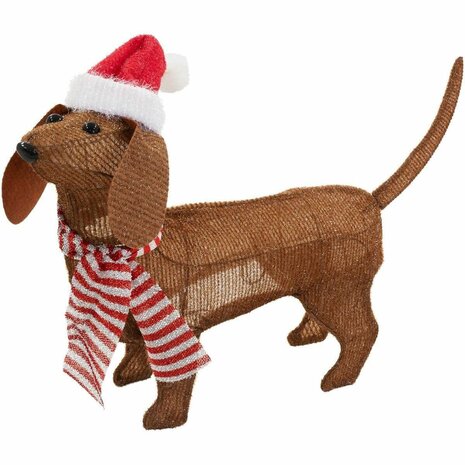 Decoratieve figuren BASIC & CO Bruin Hond Kertsmuts 70 x 12 x 43 cm 1