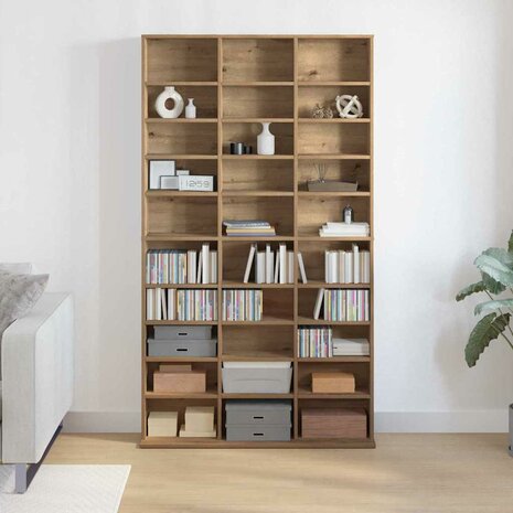 Cd-kast met plank artisanaal eikenkleurig 101 x 23 x 177.5 cm 4