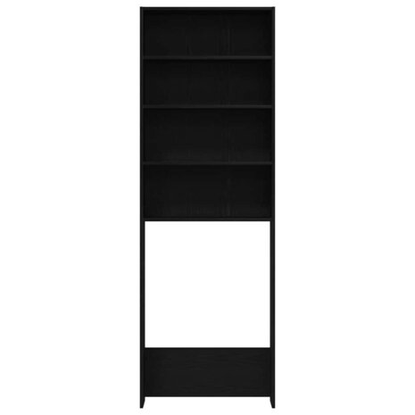 Wasmachinekast Zwart Eiken 64 x 24 x 190 cm Bewerkt hout 6