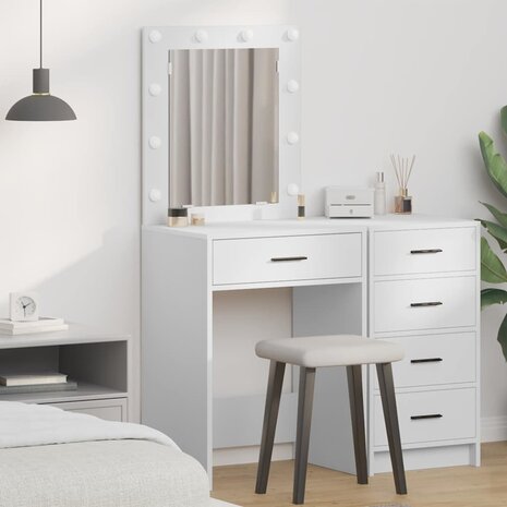 Kaptafel met lade met opslag Wit 50 x 41 x 135 cm Bewerkt hout 1