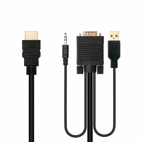 Adapter HDMI naar VGA met Audio NANOCABLE 10.15.4350 1,8 m Zwart 2