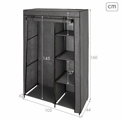 Kledingkast Max Home Donker grijs 105 X 160 X 44 CM 2 Stuks 5