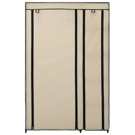 Kledingkast opvouwbaar 110x45x175 cm stof crème 3