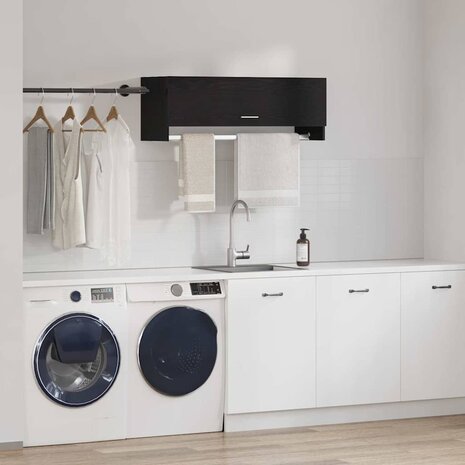 Kledingkast Zwart Eiken 100 x 32,5 x 35 cm Bewerkt hout 4