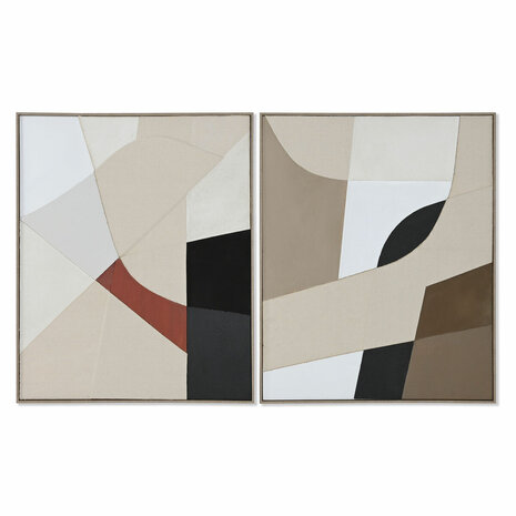 Schilderij Home ESPRIT Bruin Beige Jute polyestyreen Abstract Stads 82 x 3,8 x 102 cm (2 Stuks) 1