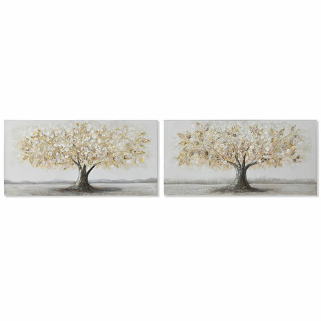 Schilderij Home ESPRIT Gouden Canvas Hout MDF Boomstructuur Traditioneel 120 x 3 x 60 cm (2 Stuks) 1