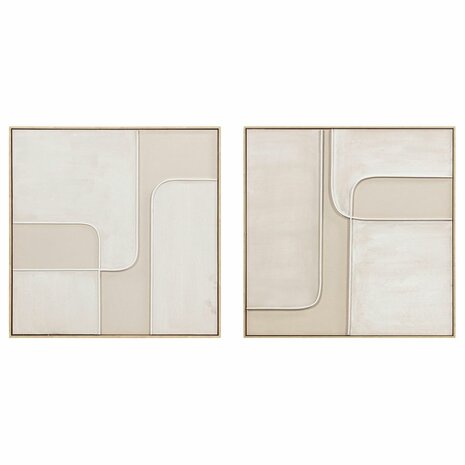 Schilderij Home ESPRIT Wit Beige Abstract Stads 92 x 4,5 x 92 cm (2 Stuks) 1