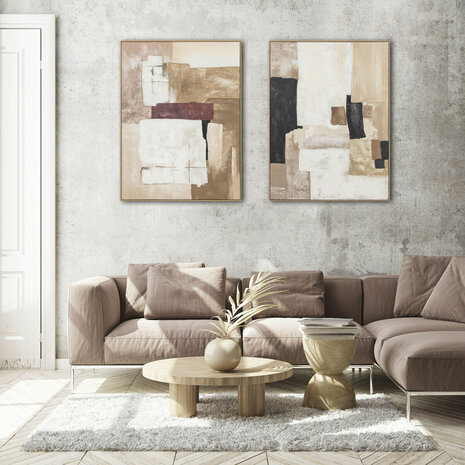 Schilderij Home ESPRIT Wit Beige Abstract Stads 92 x 4,5 x 121,5 cm (2 Stuks) 8