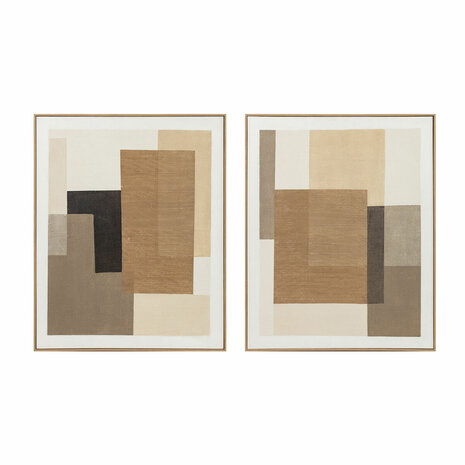 Schilderij Home ESPRIT Bruin Beige Abstract Stads 80 x 4,5 x 100 cm (2 Stuks) 1