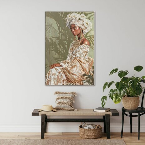 Schilderij Home ESPRIT Wit Groen Koloniaal Afrikaanse 100 x 4,5 x 150 cm 4