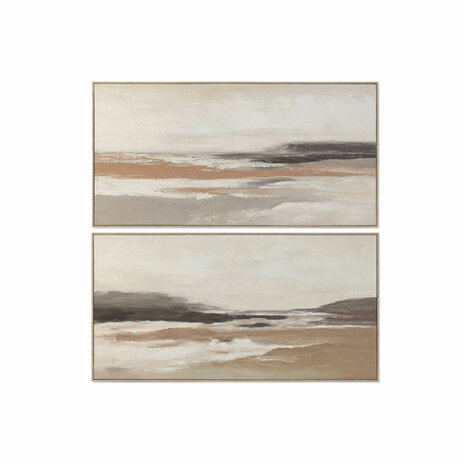 Schilderij Home ESPRIT Wit Beige Abstract Modern 142,5 X 4,5 X 72,5 CM (2 Stuks) 1