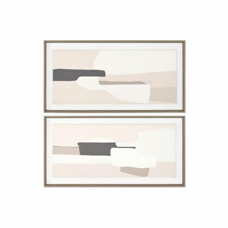 Schilderij Home ESPRIT Wit Beige Abstract Stads 100 x 4 x 50 cm (2 Stuks) 1