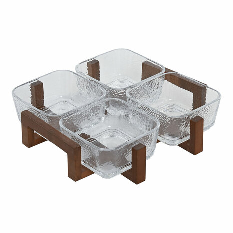 Snackdienblad Home ESPRIT Transparant Natuurlijk 300 ml 22 x 22 x 6 cm 1