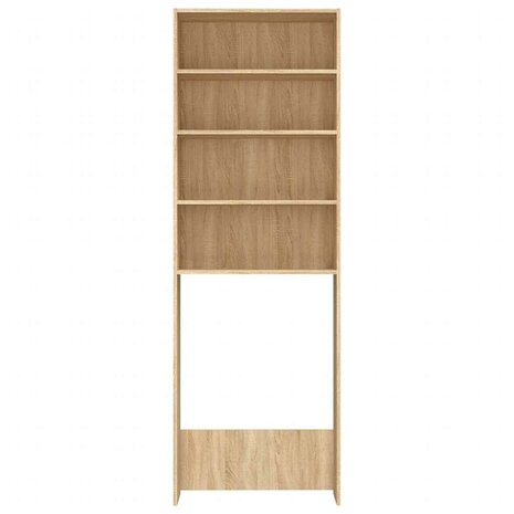 Wasmachinekast 64x24x190 cm wit en sonoma eikenkleurig 6