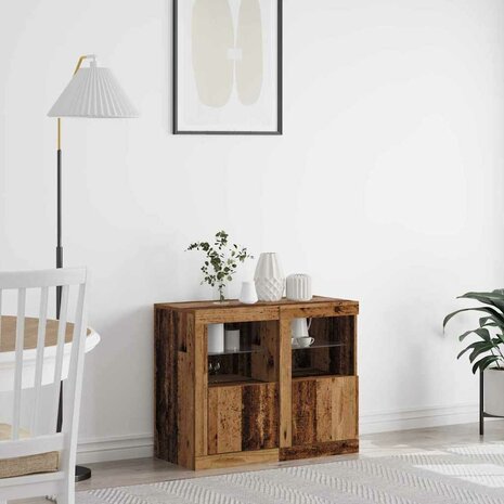 Bijzetkast 2 pcs Oud hout 41 x 37 x 67 cm Bewerkt hout 1