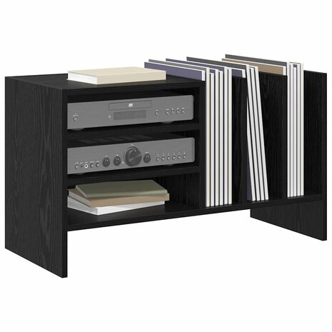 Platenkast met plank Zwart Eiken 78.5 x 35 x 45 cm Bewerkt hout 3