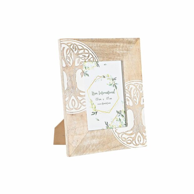 Fotolijsten DKD Home Decor Wit Bruin Hout Kristal Mangohout Boomstructuur Indiaas 23 x 2 x 28 cm 1