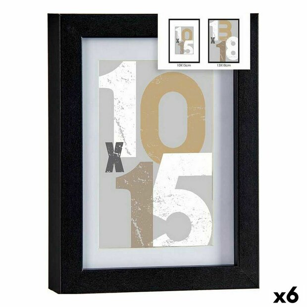 Fotolijsten 16 x 21 x 2,5 cm Zwart Glas Hout MDF (6 Stuks) 1