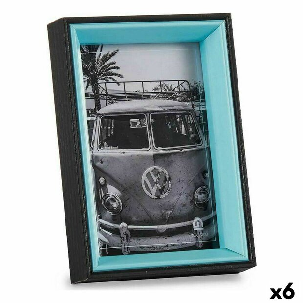 Fotolijsten 3 x 17 x 12 cm Kristal Zwart Blauw Hout MDF (6 Stuks) 1