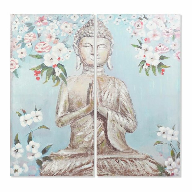 Schilderij DKD Home Decor CU-181694 Canvas Boeddha Orientaals (140 x 3 x 140 cm) (2 pcs) 1