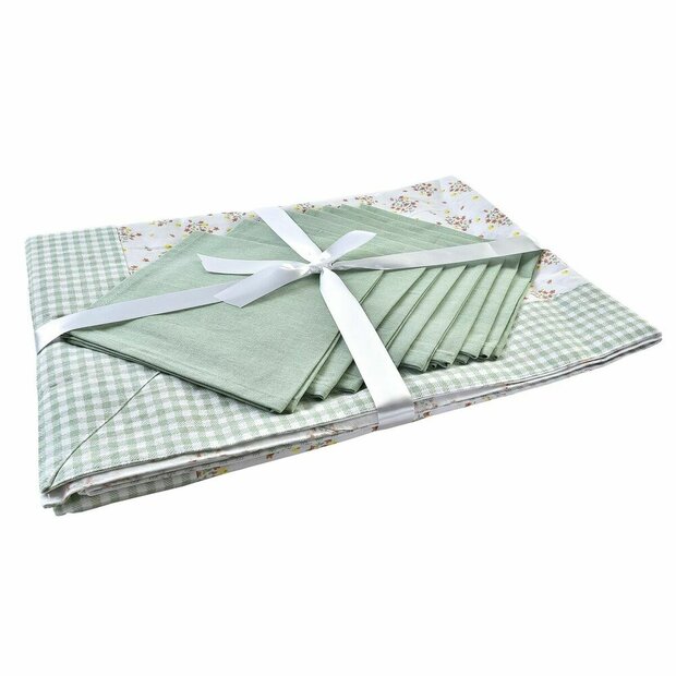 Tafellinnenset DKD Home Decor Blommor 150 x 250 x 0,5 cm Groen 1