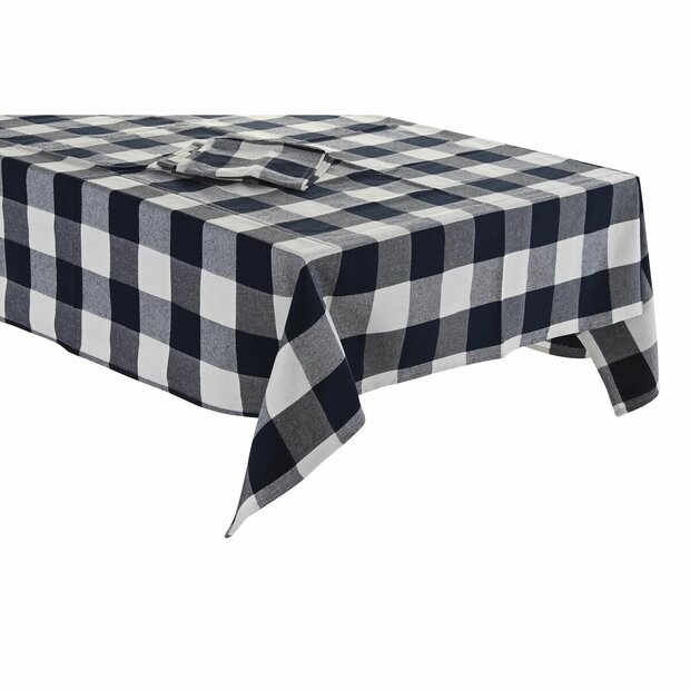 Tafelkleed en servetten DKD Home Decor 150 x 150 x 0,5 cm Blauw Wit 1