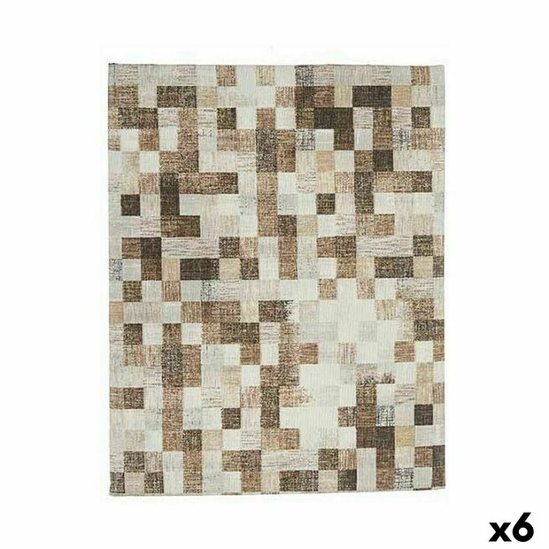 Tafelkleed Dun canvas Anti-vlek Ruiten 140 x 180 cm Beige (6 Stuks) 1