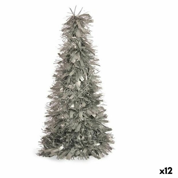 Decoratieve figuren Kerstboom Klatergoud Zilverkleurig Polypropyleen PET 27 x 45,5 x 27 cm (12 Stuks) 1