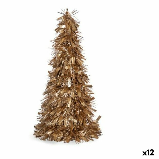 Decoratieve figuren Kerstboom Klatergoud Gouden Polypropyleen PET 27 x 45,5 x 27 cm (12 Stuks) 1