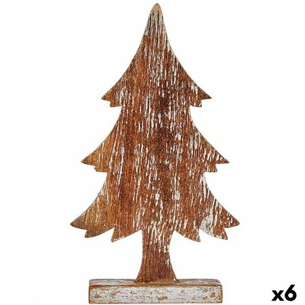 Decoratieve figuren Kerstboom Zilverkleurig Hout 5 x 39 x 21 cm (6 Stuks) 1