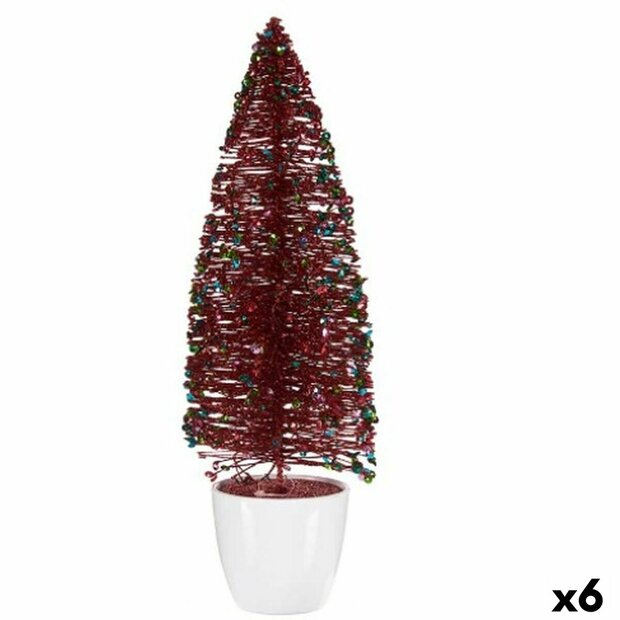 Decoratieve figuren Kerstboom Rood Plastic 10 x 33 x 10 cm (6 Stuks) 1