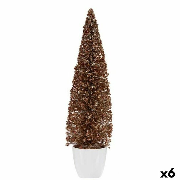 Decoratieve figuren Kerstboom Brons Gouden Plastic 10 x 38 x 10 cm (6 Stuks) 1