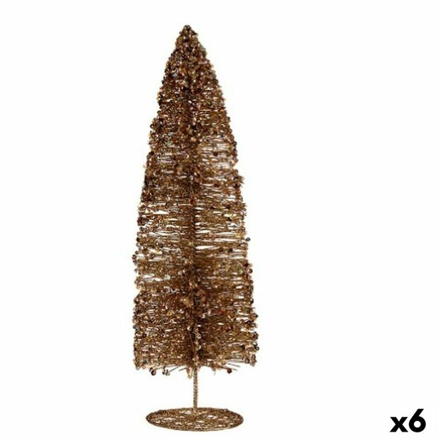 Decoratieve figuren Kerstboom Pailletten Gouden 10 x 41 x 10 cm (6 Stuks) 1