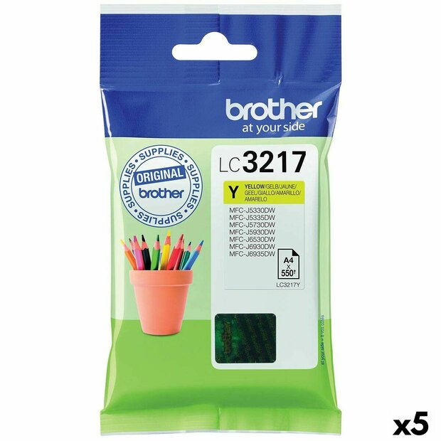 Originele inktcartridge Brother LC3217 Geel (5 Stuks) 1
