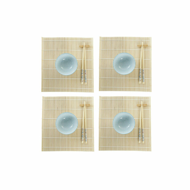Sushi set DKD Home Decor 14,5 x 14,5 x 31 cm Blauw Wit Keramiek Orientaals (16 Onderdelen) 1