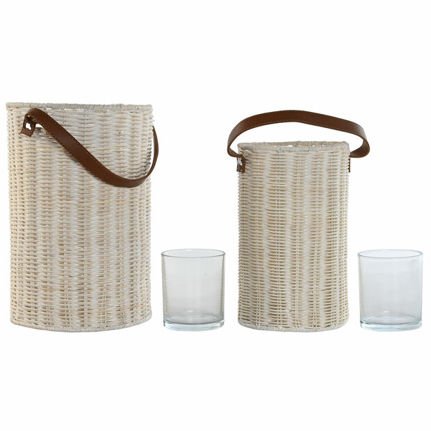 Kaarshouder Home ESPRIT Kristal 20 x 20 x 30 cm (2 Stuks) 1