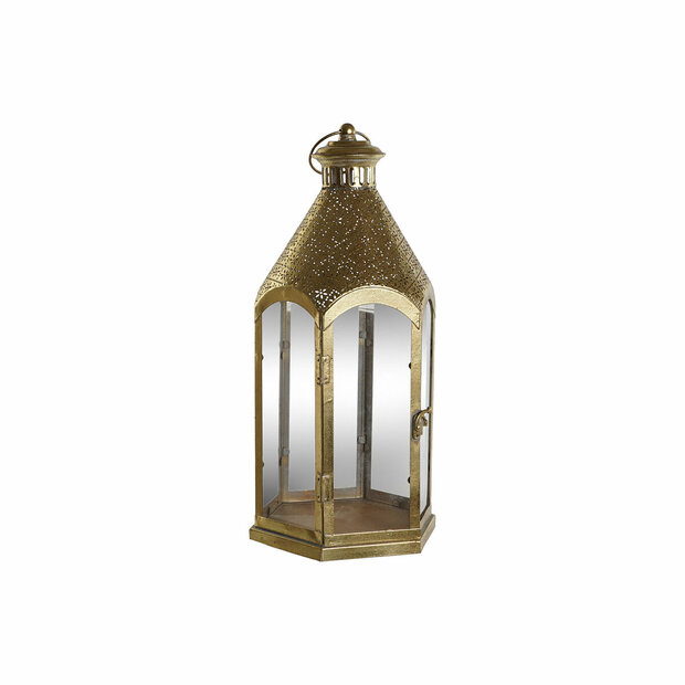 Kaarshouder Home ESPRIT Gouden Metaal Kristal 23 x 23 x 48 cm 1