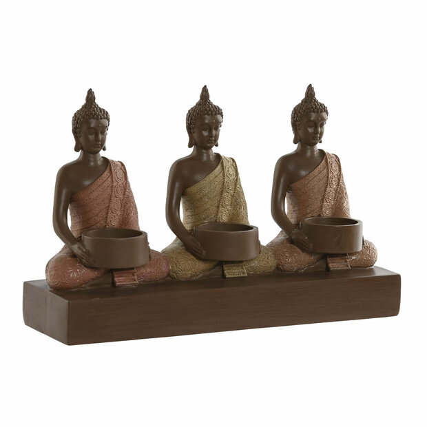 Kaarshouder Home ESPRIT Bruin Oranje Koraal Limoen Hars 28 x 8,5 x 17 cm 1