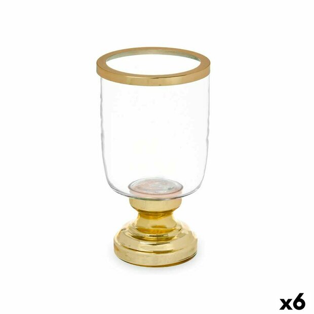 Kaarshouder Fluitglas Gouden Staal 12 x 24,5 x 12 cm (6 Stuks) 1
