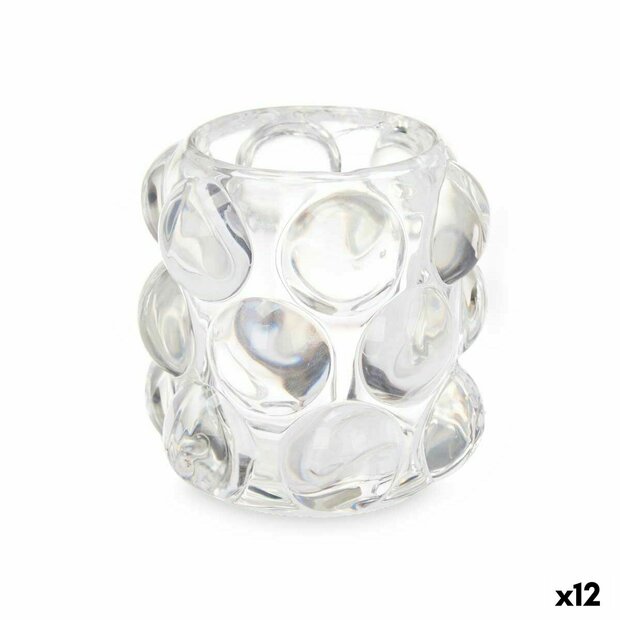 Kaarshouder Microbolletjes Transparant Kristal 8,4 x 9 x 8,4 cm (12 Stuks) 1