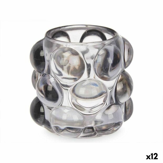 Kaarshouder Microbolletjes Grijs Kristal 8,4 x 9 x 8,4 cm (12 Stuks) 1