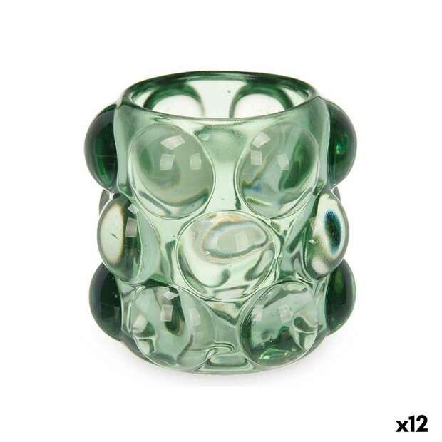 Kaarshouder Microbolletjes Groen Kristal 8,4 x 9 x 8,4 cm (12 Stuks) 1