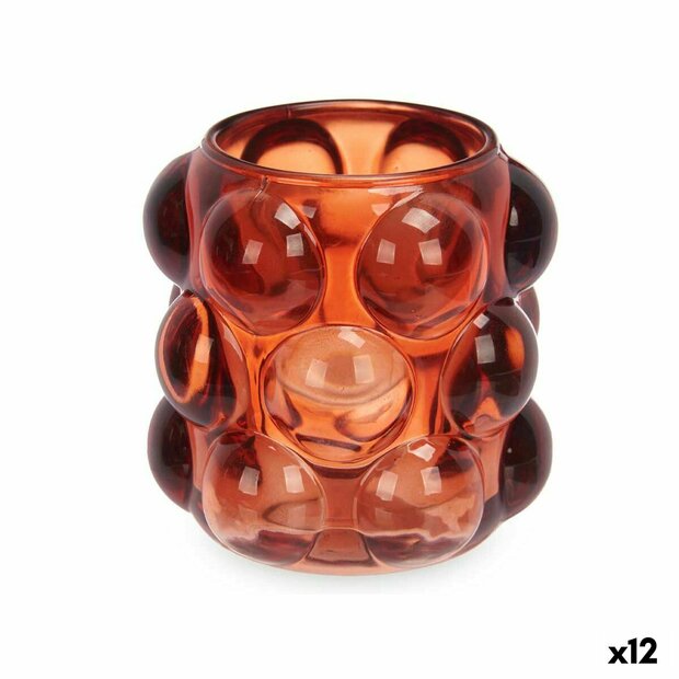 Kaarshouder Microbolletjes Oranje Kristal 8,4 x 9 x 8,4 cm (12 Stuks) 1